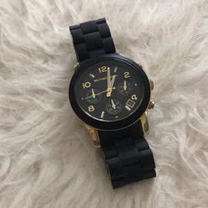 Michael Kors Matte Black and Gold Watch